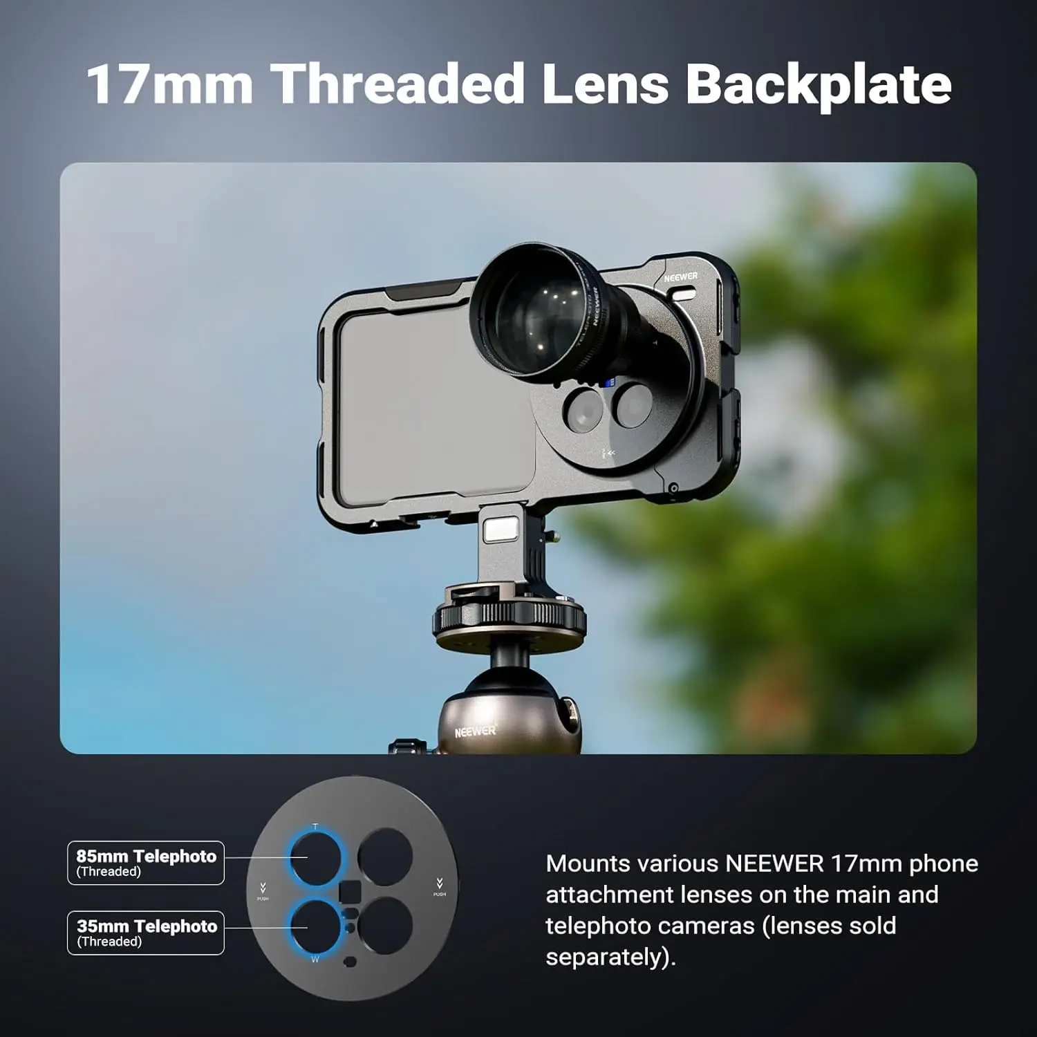 NEEWER Telefonkäfig-Rig für VIVO X200 Ultra, Schnellverschluss-Video-Rig-Stabilisator für Vlogging-Filmaufzeichnung mit 67-mm-Filter – Detail 5
