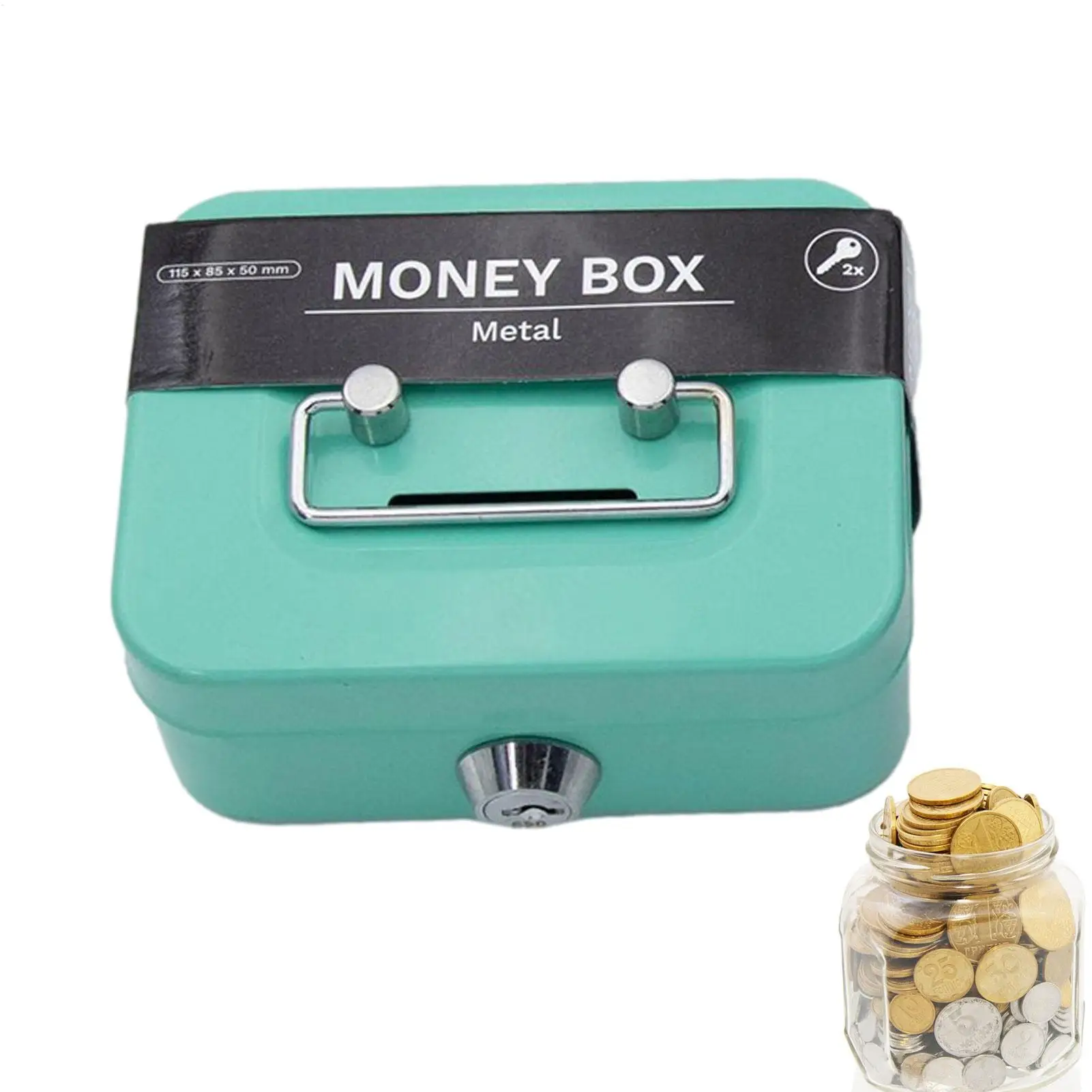New creative portable bank storage box small size with key storage box coin box with lock bank