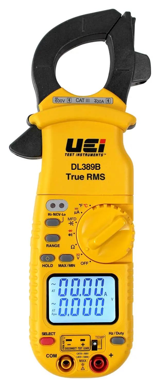 DL389B Digital True RMS Clamp Meter, HVAC 4000 Counts Auto Ranging Voltmeter, Measures AC & DC Volts AC Amps AC/DC Microamps Tem