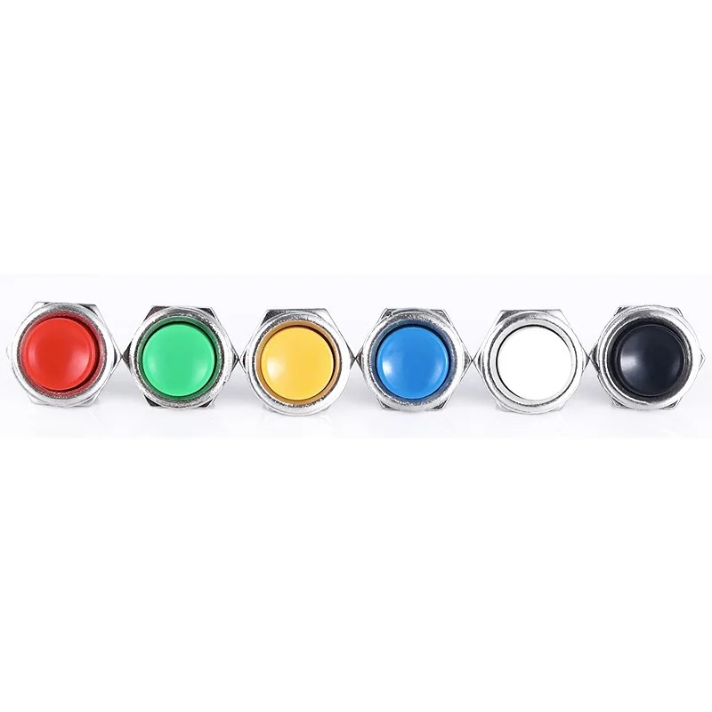 16mm Round Momentary Switch 3A125VAC/6A125VAC DS-212 SPST Self-reset Push Button Switch Red/Green/Blue/Yellow/White/Black