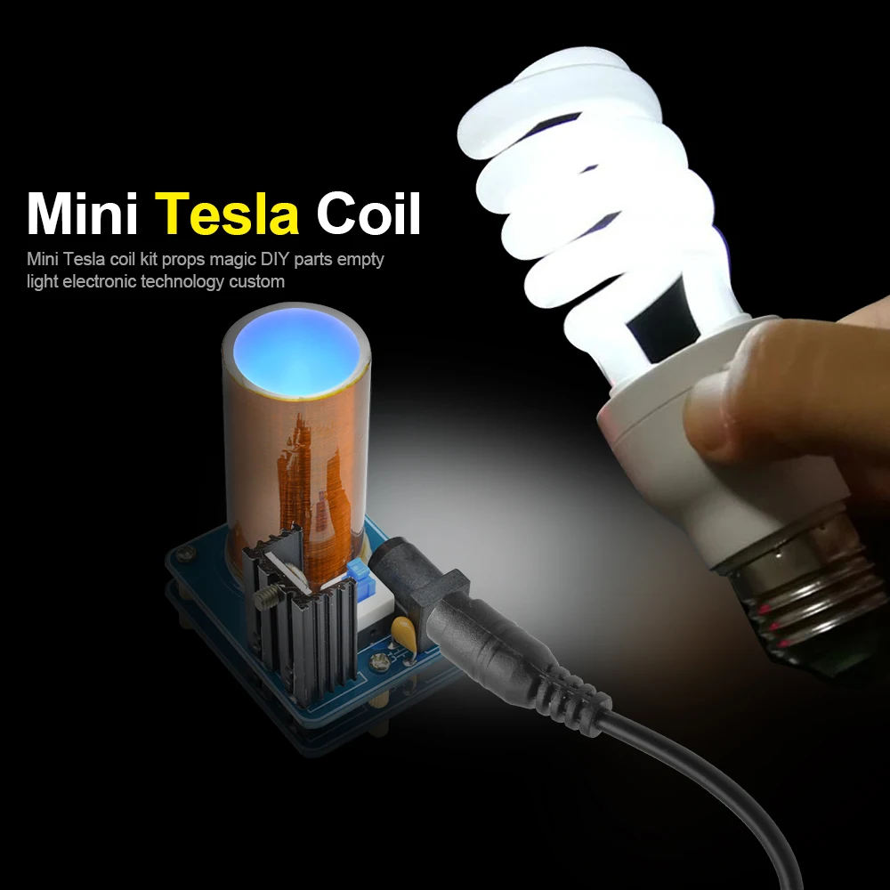 BD243 Mini Tesla Coil Kit Magic Props DIY Parts Empty Lights Technology Diy Electronics BD243C DIY Mini Tesla Coil Module