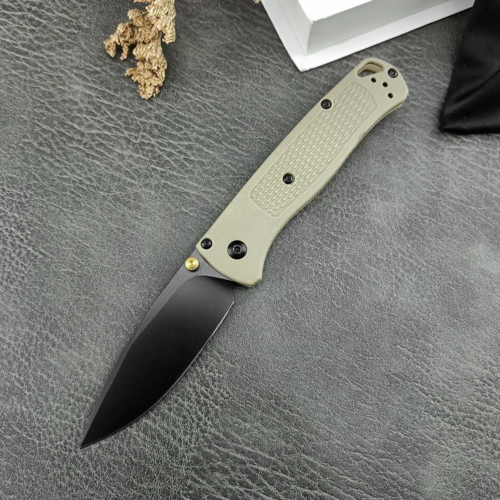 BM 535 Pocket Folding Knife 440C Blade Khaki Nylon Corrugated Fiber Handle EDC Outdoor Tactical Knife  Camping Hunting Tool