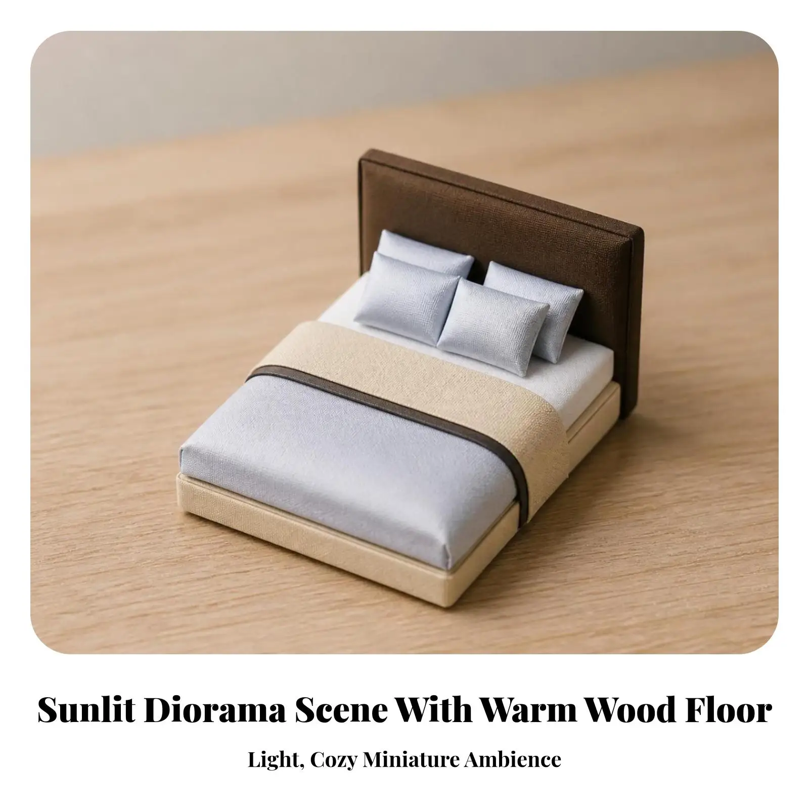 Dollhouse Fabric Bed Miniature Double Bed Upholstered Headboard Modern Style for Creative Diorama Room Decor