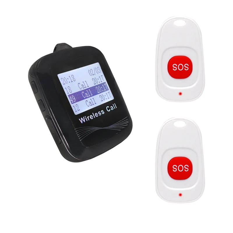 AAA+ Wireless Nurse System Waterproof Watch Receiver + SOS Emergency Call Buttons White For Hospital Clinic Nursing Home