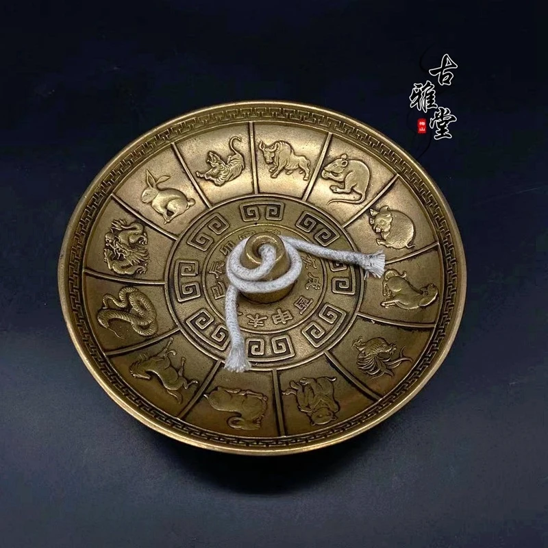 Antique Collectibles: Large Zodiac Oil , Pure Copper Ancient Buddhist , Bronze Buddha Lamp for Worshi