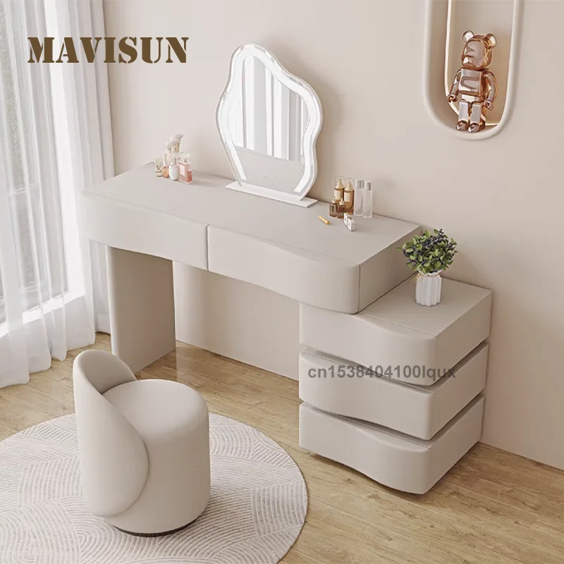 

Italian style Modern Dresser Set 75CM Wooden With 5 Drawers LED Lit Mirror Home Furniture For Bedroom Use Wooden Vanity Dresser