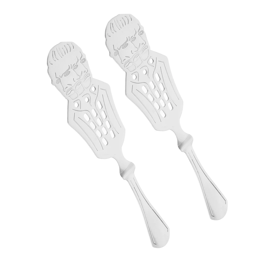 

2Pcs StainlessSteel AbsintheSpoon SugarCubeFilter MultiFunctionWormwood Spoon CocktailIceCream Silverware Latte Saladsugar H