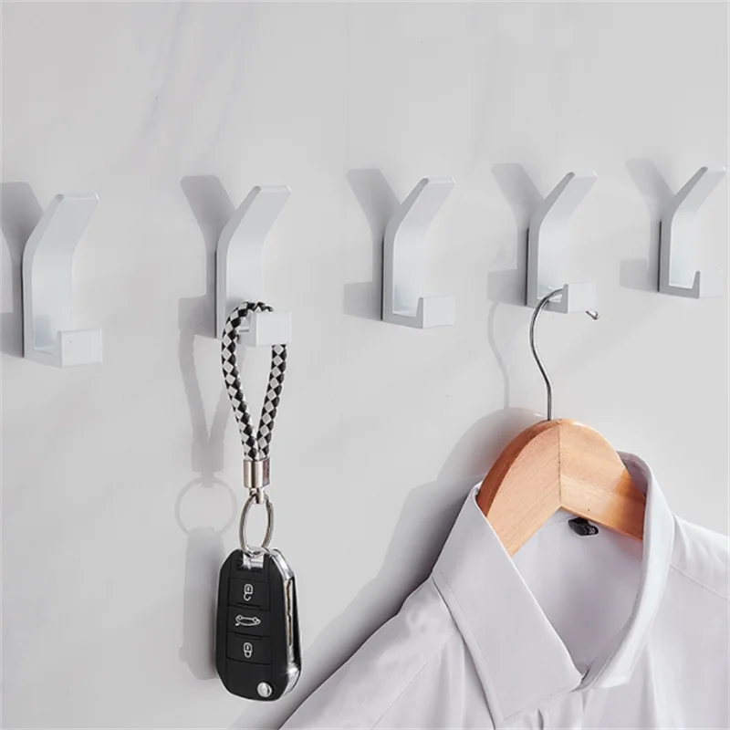 Aluminum Alloy Black Robe Hook Wall Hook Towel Hook Self Adhesive Rustproof Hook Hanger For Bathroom Kitchen Hardware