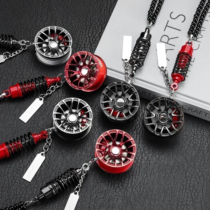 1pcs Creative Wheel Hub Brake Shock Absorber Car Pendant Auto Interior Rear View Mirror Decoration Dangle Trim Accessories