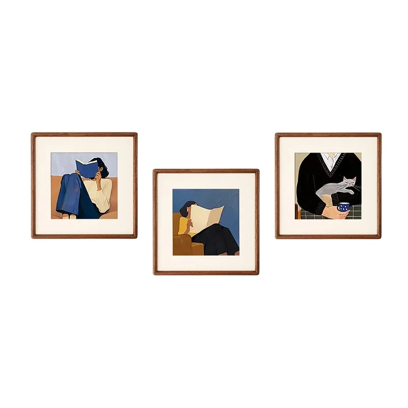 Solid Wood Picture Frame - Black Walnut Rounded Corner Square Photo Frame for Home Décor and Display