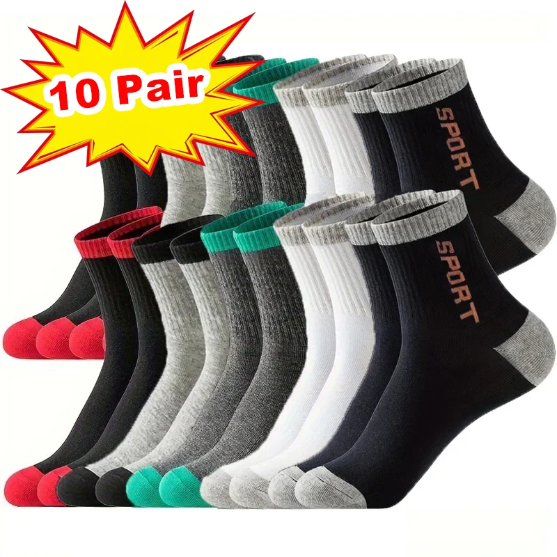 

10 Pair Sport Socks for Men Women Breathable Sweat-Absorbing Athletic Socks Football Basketball Running Training Cycling Sock