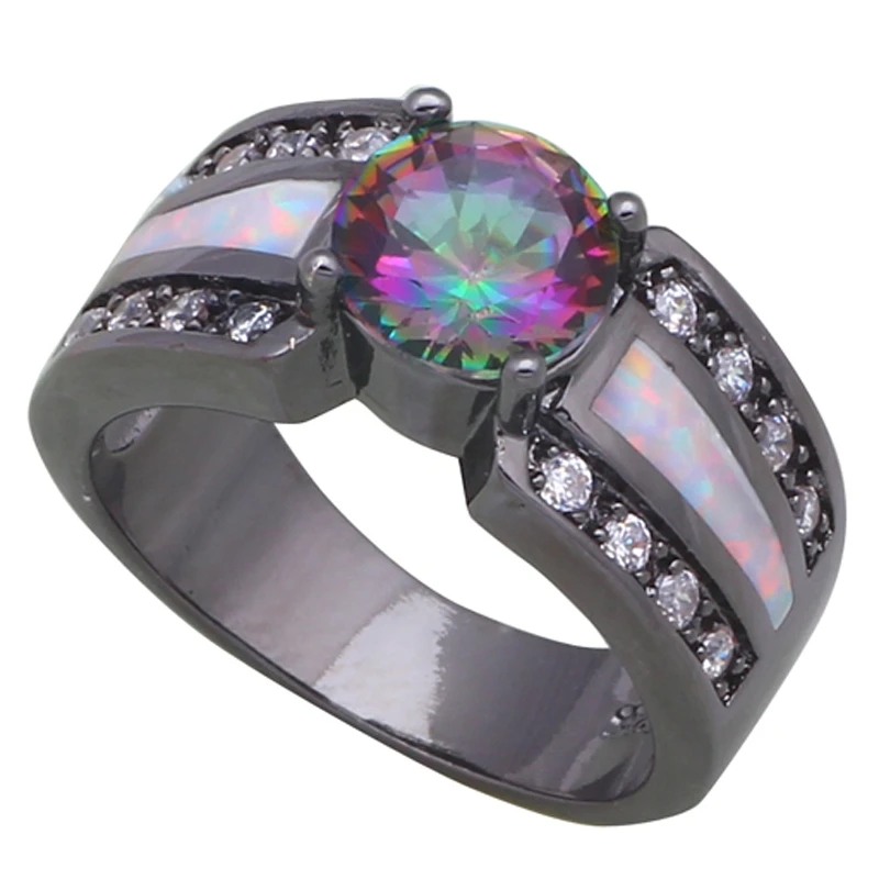 JLR479 Platinum Plated Colorful Zircon And Colorful Opal Fashion Jewelry For Women Cocktail Ring