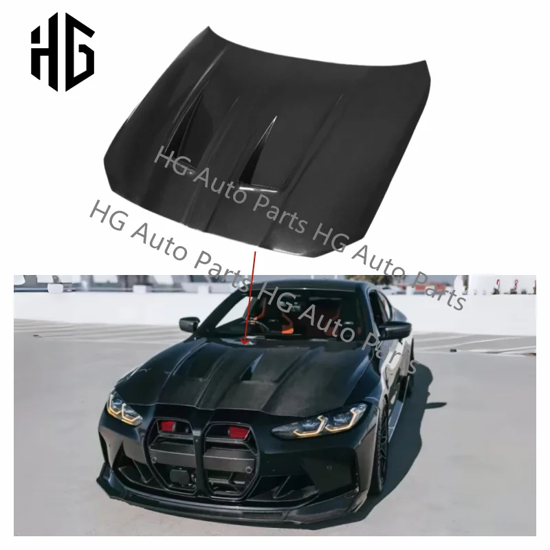 غطاء محرك السيارة من ألياف الكربون الجافة 3k خفيف الوزن عالي الجودة لسيارات BMW M3 M4 G80 G82 غطاء أمامي أسود لغطاء المحرك على طراز N #1