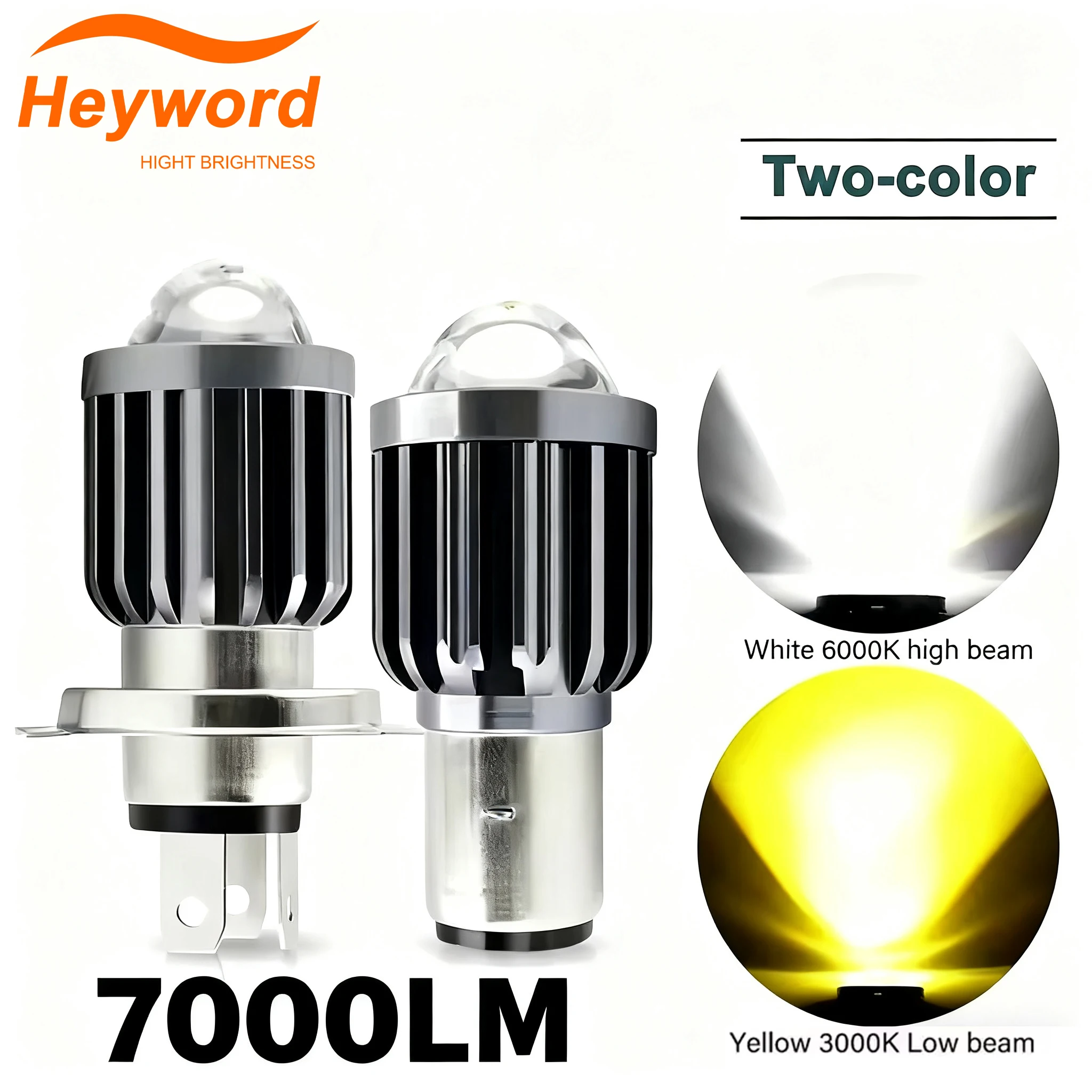 10000Lm H4 LED H6 BA20D 70000LM LED Motorcycle Headlight Bulbs CSP Lens White Yellow Hi Lo Lamp Scooter Accessories Fog Lights