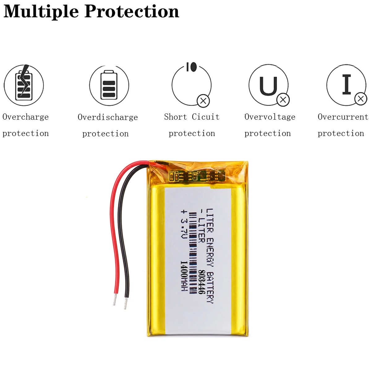 Liter energy battery 3.7V lithium polymer battery 803446 083446 1400mAh GPS battery MP3 MP4 speaker teaching machine