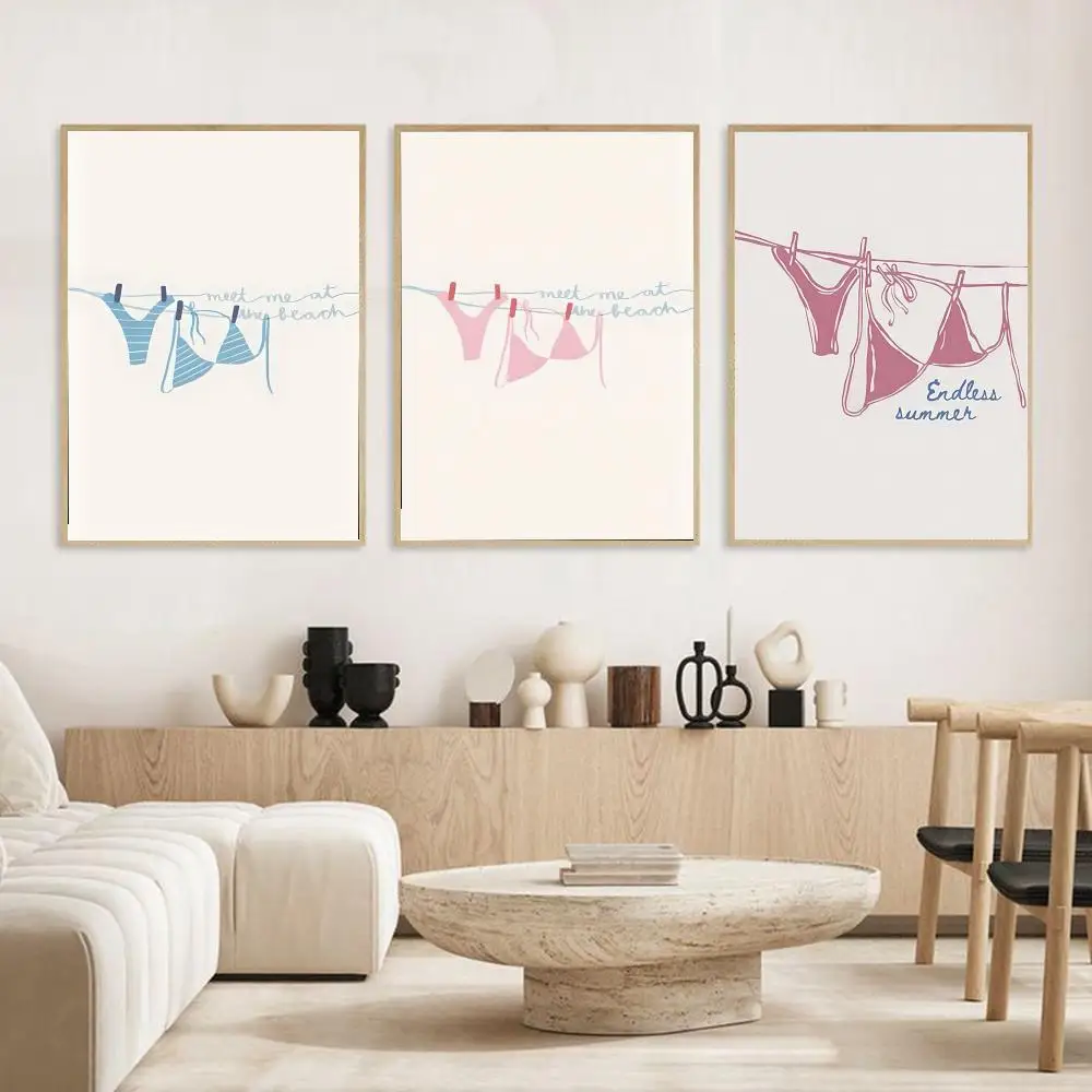 Cartoon Underwear Bikini Poster Modern and Elegant Wall Stickers for Home Decor Living Room Dormitory Wall Art