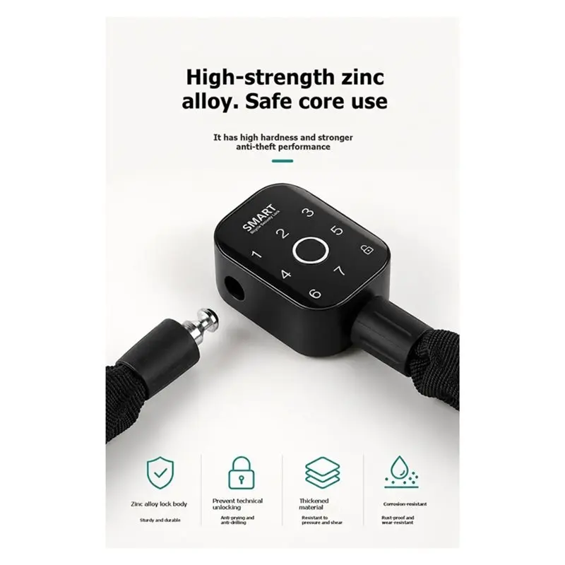 ABYN-Smart Bicycle Lock Anti Theft Electric Battery Car Fingerprint Lock Smart Fingerprint Chain Lock For Bicycle Motorcycle