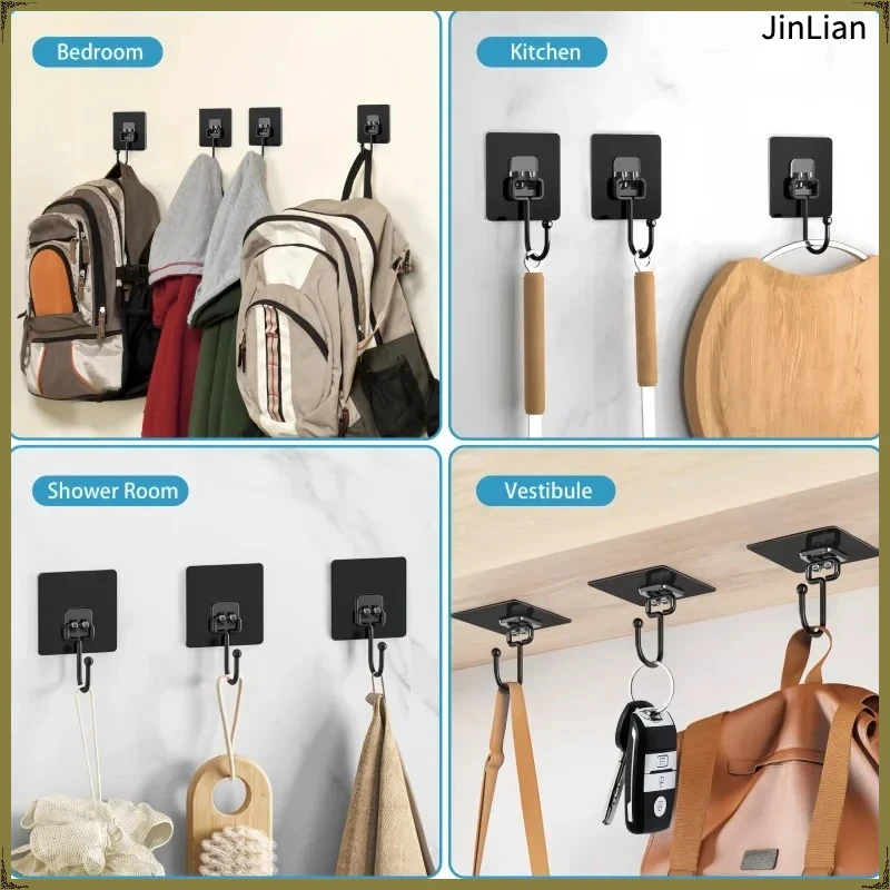 Household Heavy Duty Big Size Waterproof Adhesive Hooks 22 Lbs Nail-Free Transparent Wall Hooks for Kitchen Bathroom Office