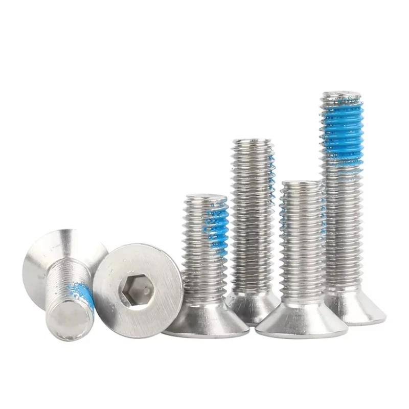 M2 M2.5 M3 M4 M5 M6 304 Stainless Steel Hex Socket Flat Head Blue Dispensing Screw Countersunk Head Anti-Loose Anti-Skid Bolt