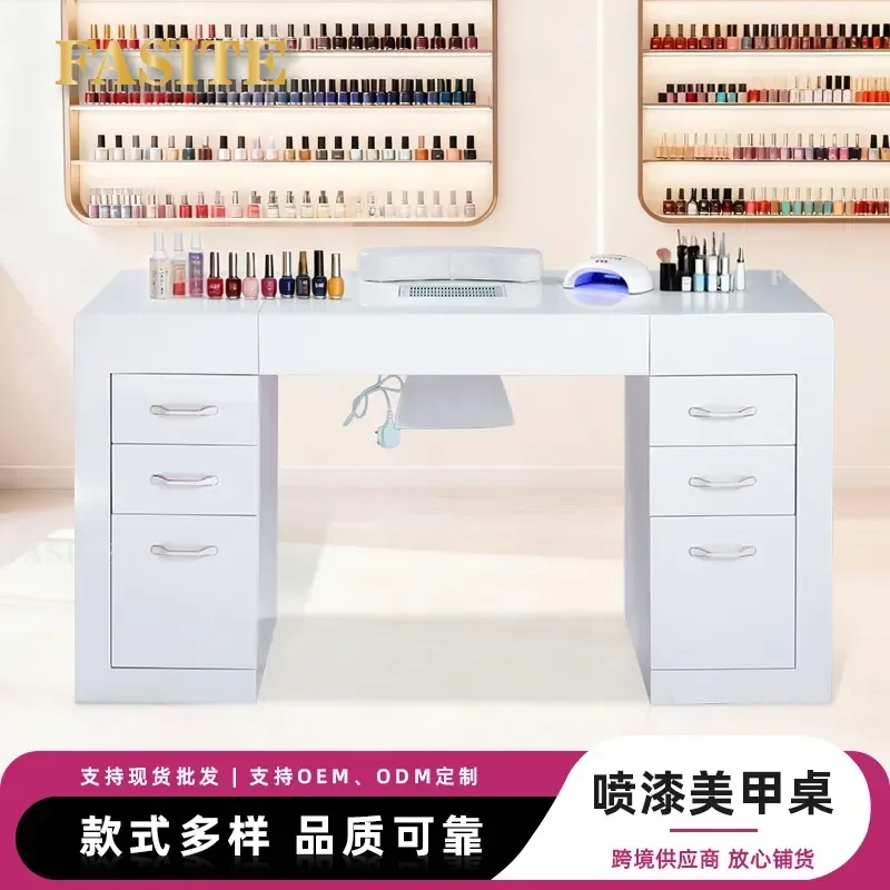 For Manicure Table Simple Nail Desk with Hand Pillow Fan and Storage Cabinet Workbench for Eyelash Hair Beauty