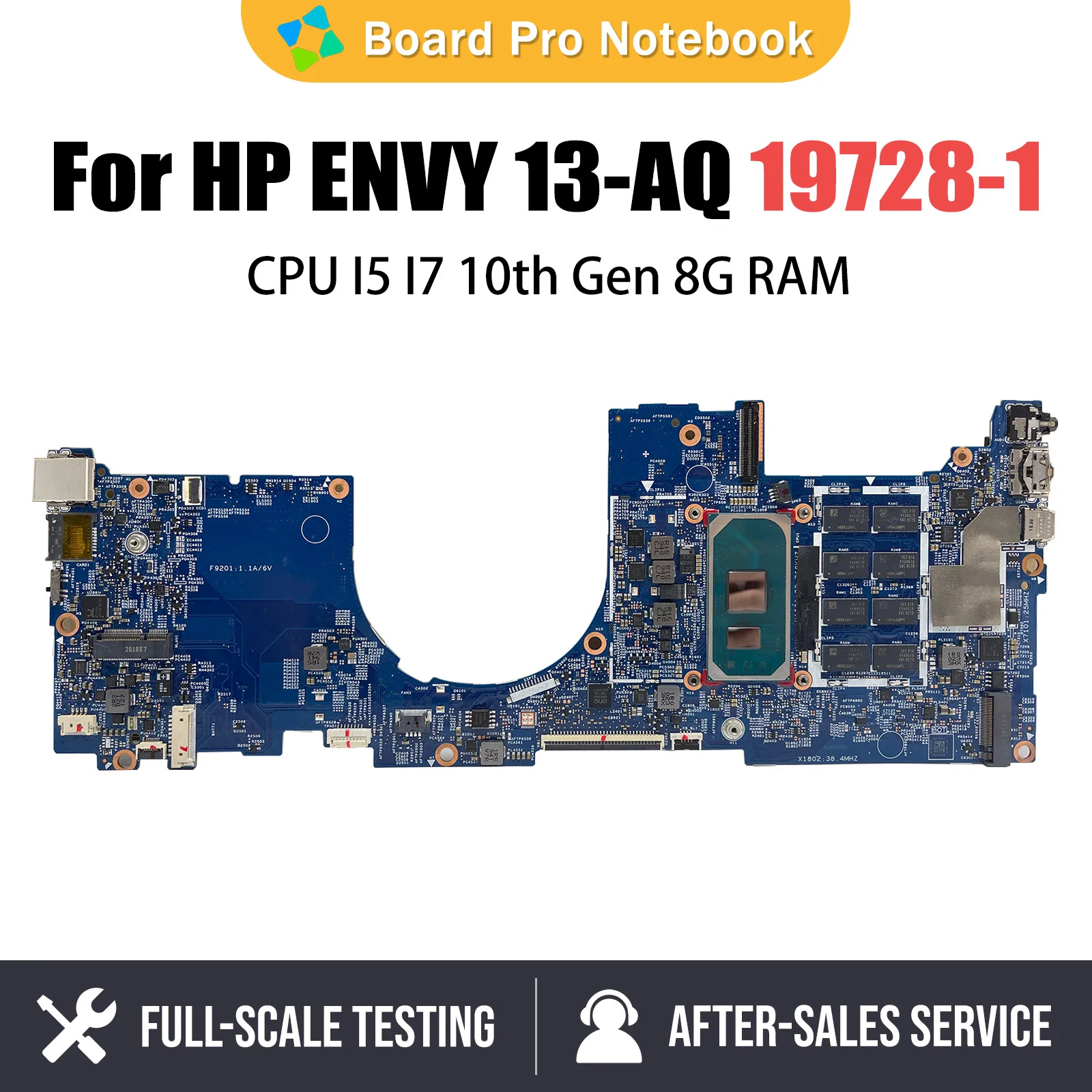 

Notebook Mainboard For HP ENVY 13-AQ L70927-001 L70927-601 Laptop Motherboard 19728-1 CPU I5 I7 10th 8G RAM DDR4 100% Test OK