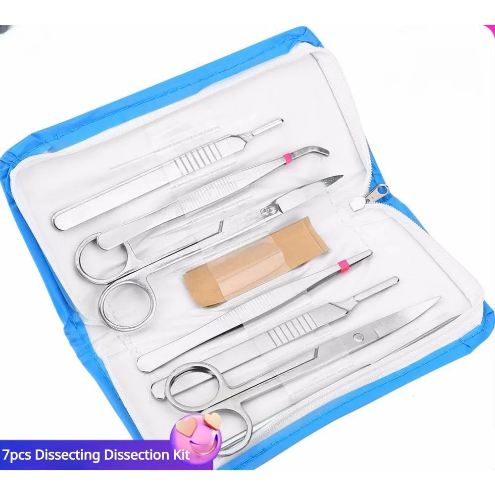 Medical Students Dissecting Dissection Kit Set Biology Student Lab Tools 7pcs Stainless Steel Dissection Tools with Bag