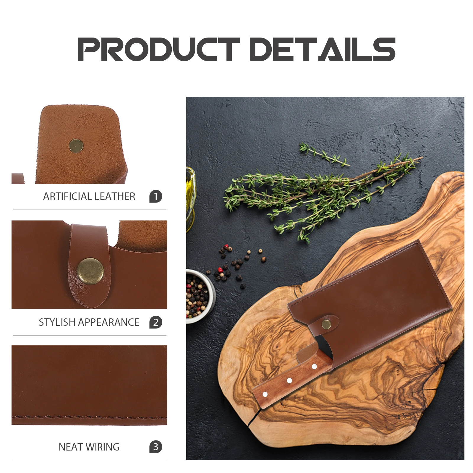 

Artificial Knife Sheath Cleaver Kitchen Accessories Brown Meat Protector Compact Size Easy Carry Store Space