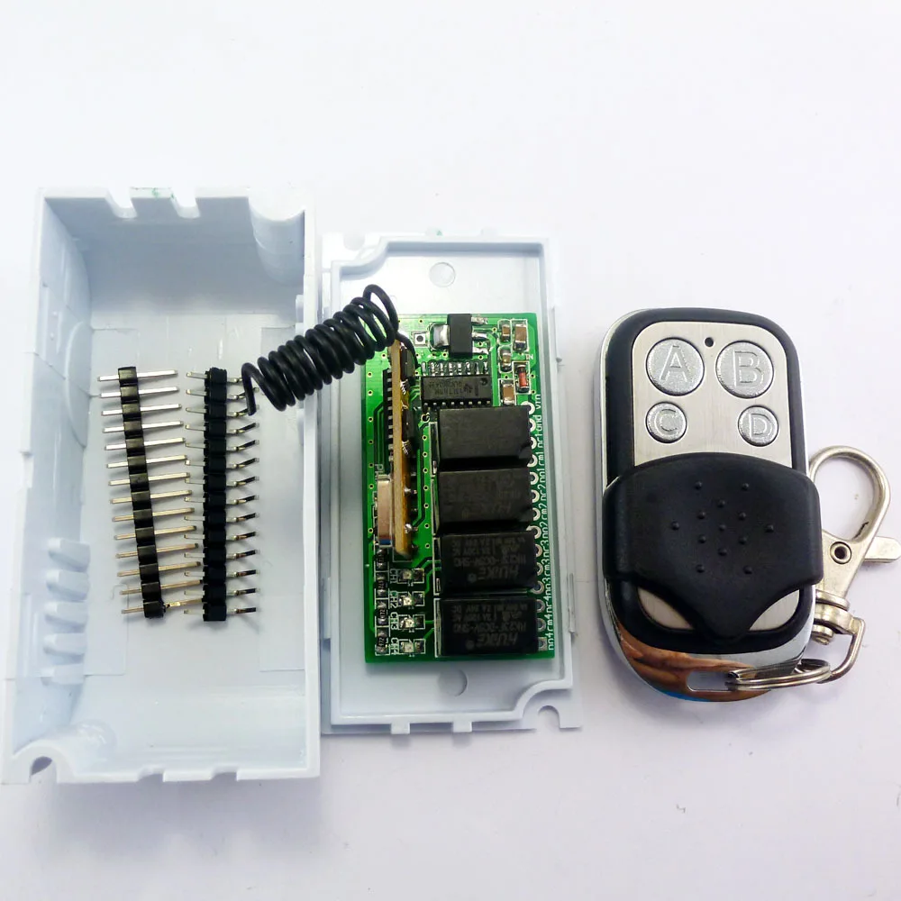 433M 4 Way Wireless Microcontroller RF Relay Remote Control Switch For Wireless Boat Car Model With 4 Keys EV1527 Remote Control
