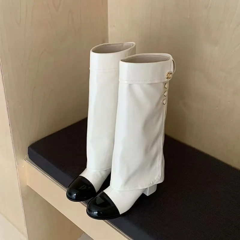 

2025 Summer New Arrival Fishmouth Denim Sloped Heel Slippers Women's European & American Buckle Sandals