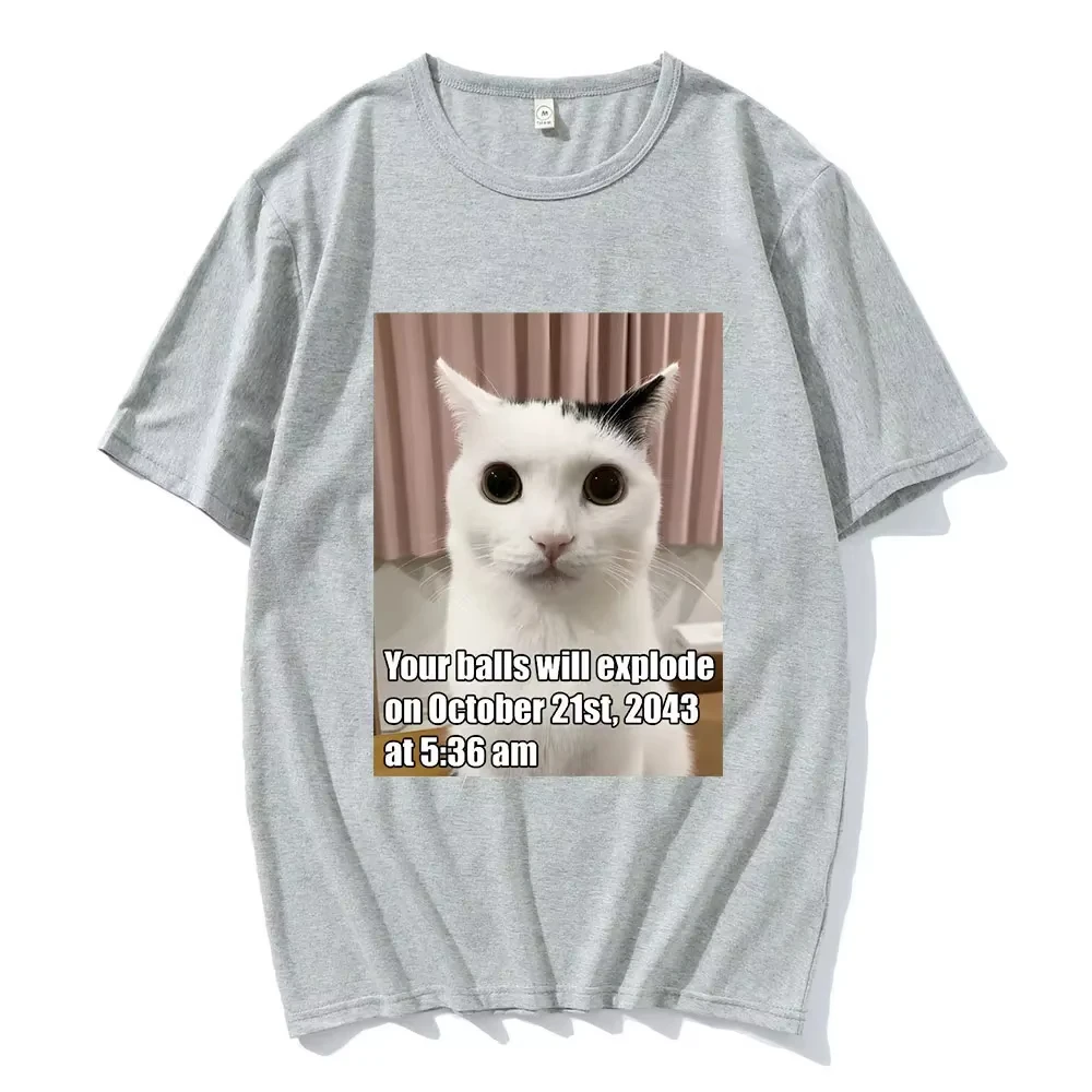 سوف تتفج كراتك مضحك القط ميمي الجرافيك تي شيرت الرجال موضة الهيب هوب تي شيرت عادية القطن قصير الأكمام تي شيرت