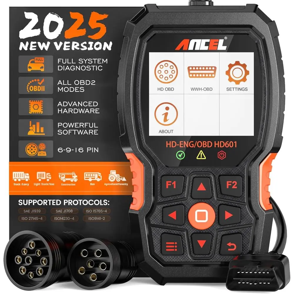 

Heavy Duty Truck Scanner HD601 All System Diesel Diagnostic Scan Tool fits for Cummins, Detroit, Freightliner, International, Pa