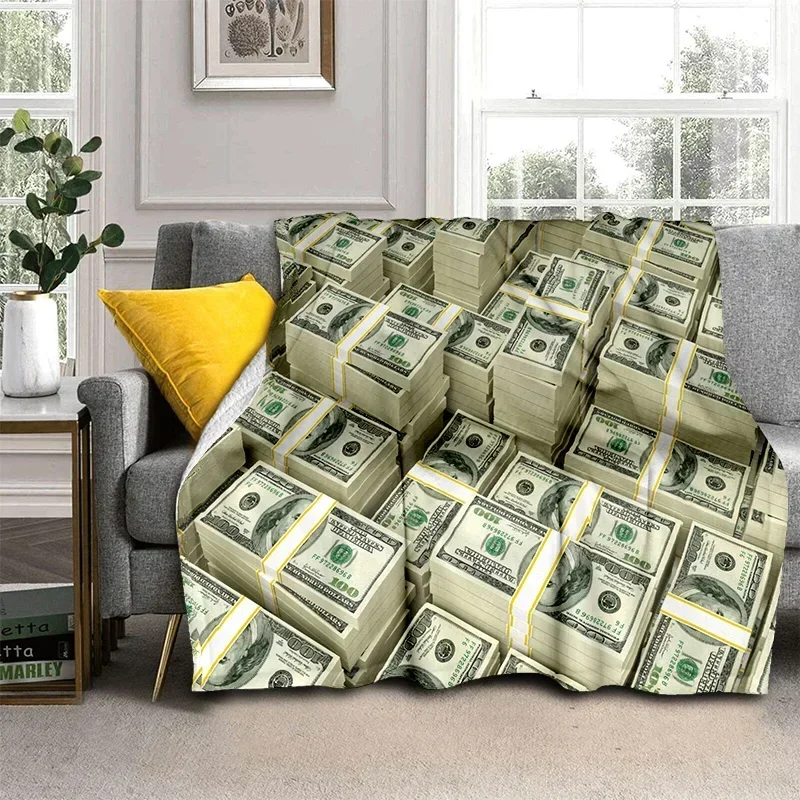 Rich 3D Dollar Euro Money Pattern Blanket,Soft Throw Blanket for Home Bedroom Bed Sofa Picnic Travel Office Cover Blanket Kids