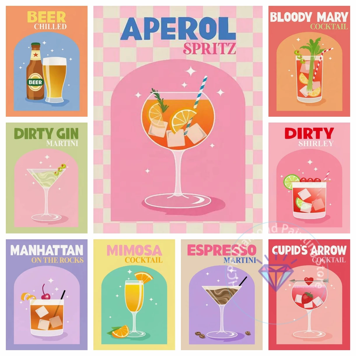 Cupid Arrow Manhattan Bloody Mary Cocktail Diamond Painting Kit 5D DIY Diamond Handmade Art Advanced Gift Crafts Home Decoration