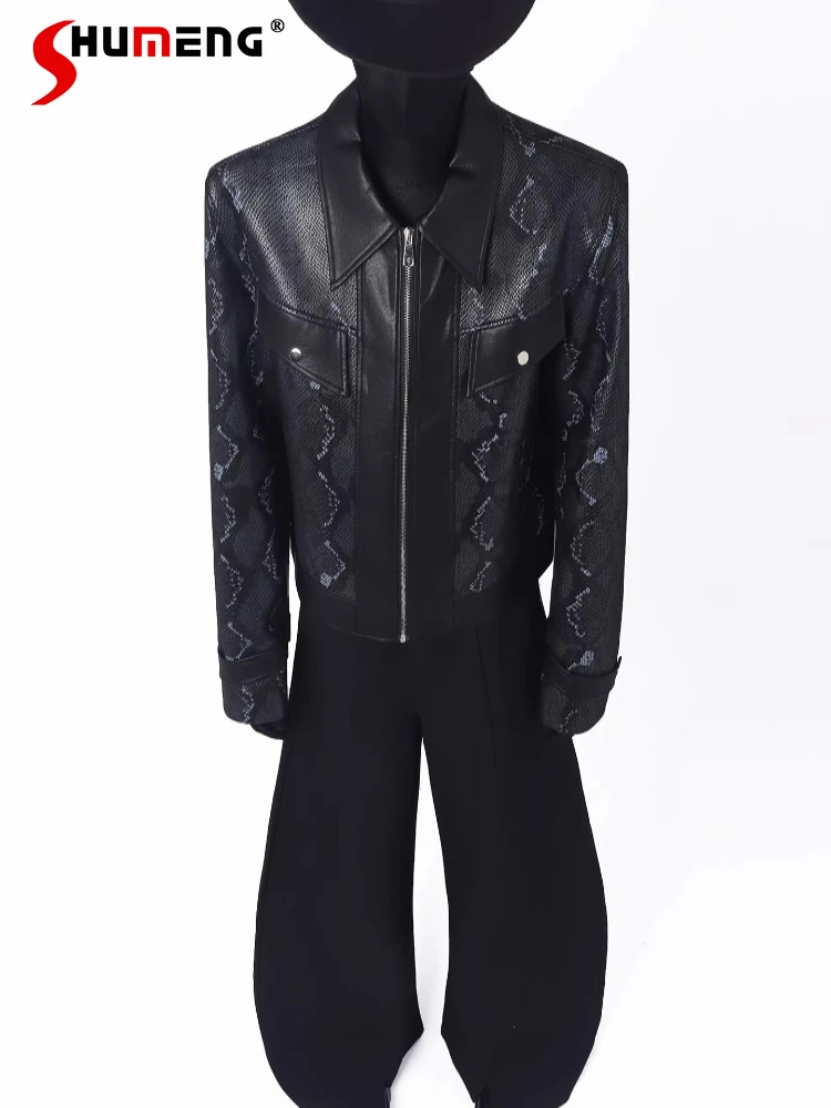 

Мужчины Женщины 202, осень-зима, новые пальто с длинными рукавами на молнии, свободные удобные куртки из искусственной кожи с лацканами и подкладкой на плечах, куртки из искусственной кожи