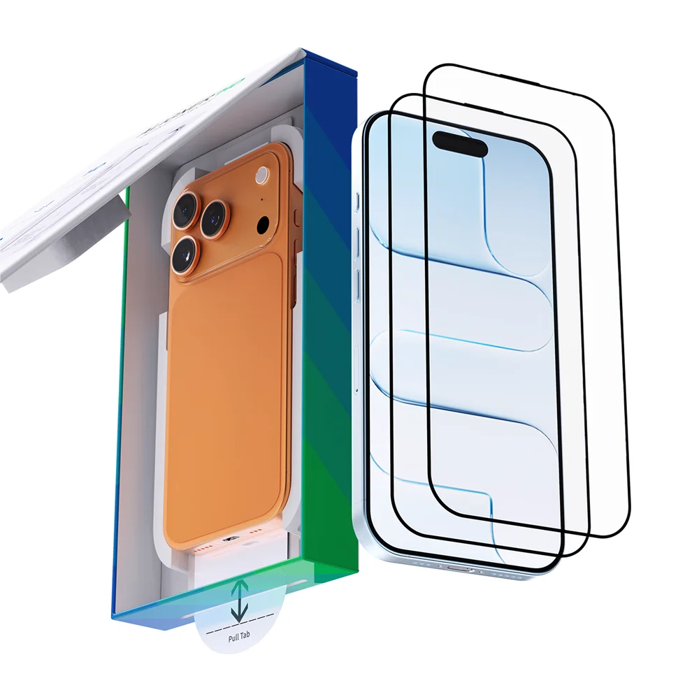 Bonola Protecteur d'écran à installation automatique pour iPhone 17 Pro Max/17 Air/17 Pro Écran en verre trempé HD sans bulles avec boîte d'alignement