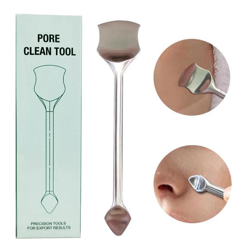 Aço inoxidável Blemish Extractor Tool, removedor de cravos profissional, pimple comedone remoção para o rosto, 2 em 1