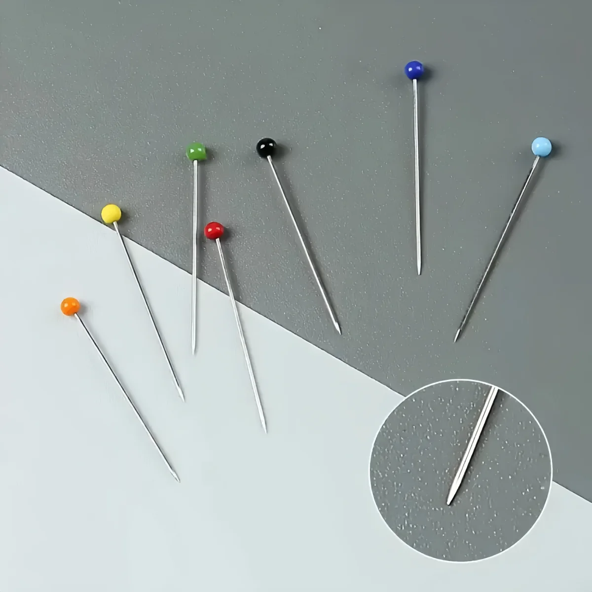 100 Stück/Box 40mm Runde Perlenfarbene Kopfnadeln, Gerade Positioniernadeln zum Quilten, Schneiderei, DIY-Näharbeiten – Detail 7