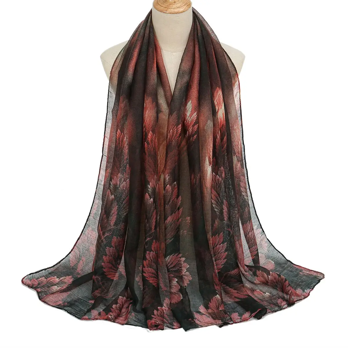 Factory Wholesale Casual Floral Printed Hijab Viscose Shawl For Woman Muslim Long Scarf Fashion Ladies Headband 180*80cm