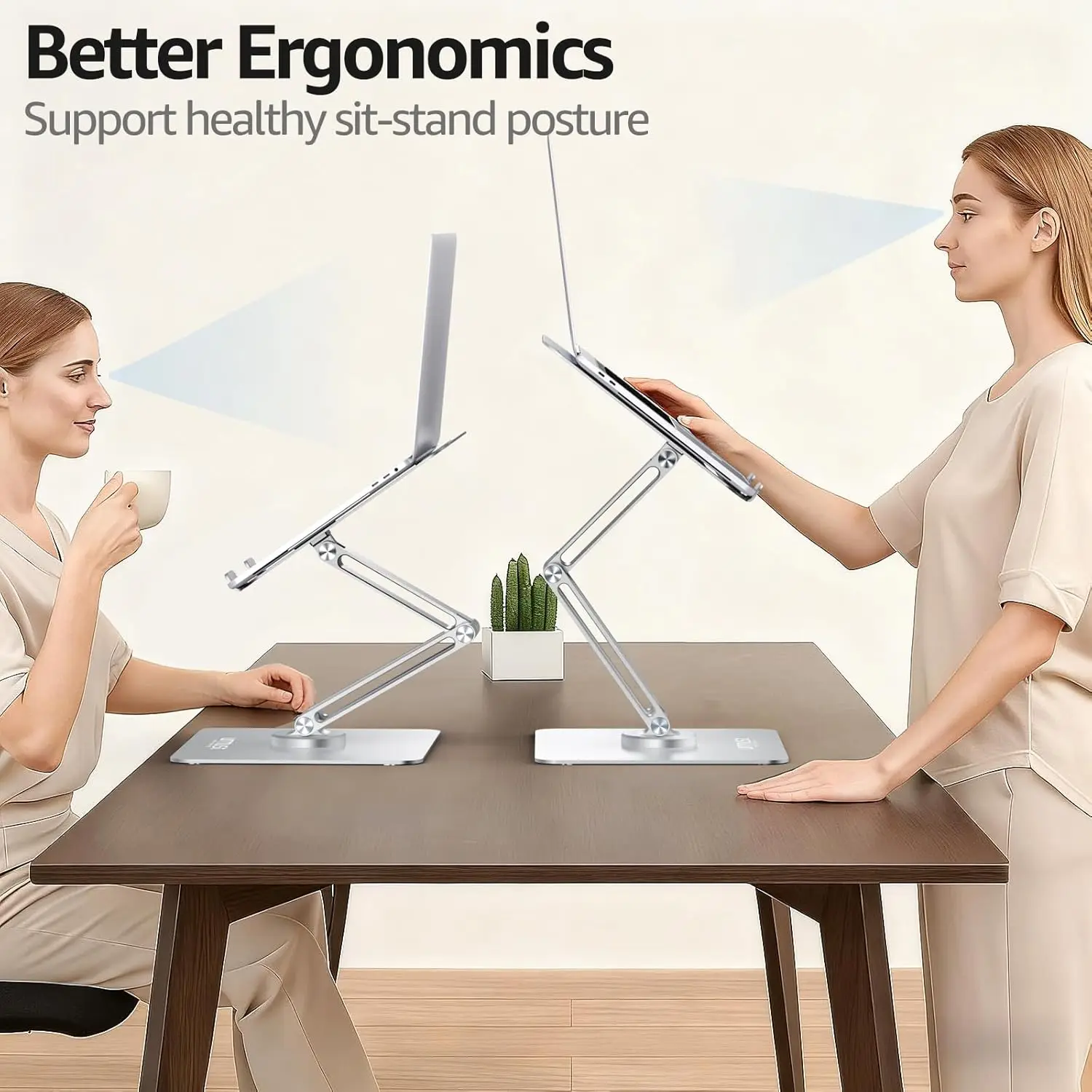 Adjustable 360° Rotating Laptop Stand for Desk, Ergonomic Height Riser Fits All 10-17" Laptops