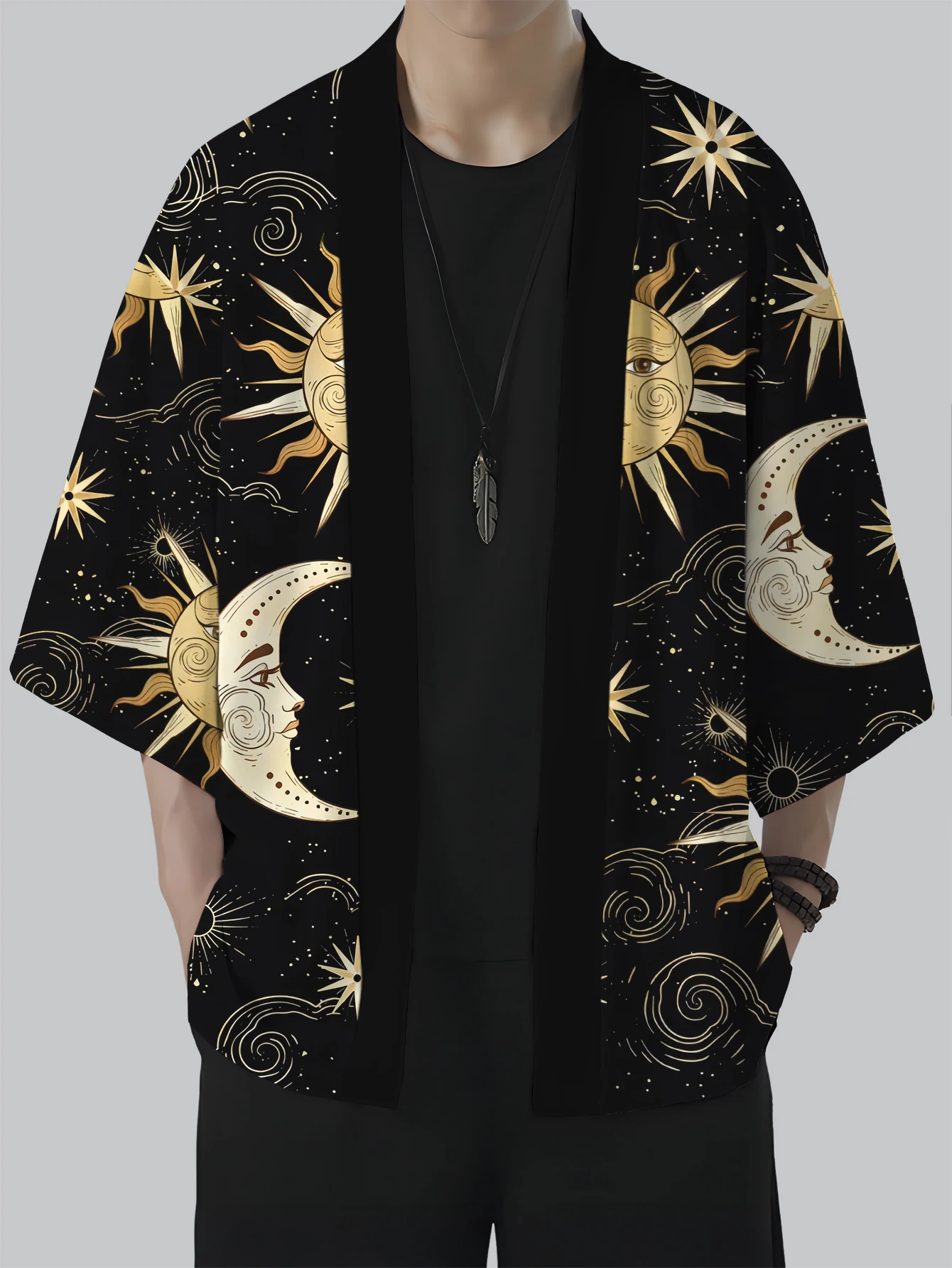 

Унисекс японское кимоно кардиган традиционные художественные элементы повседневное свободное тонкое пальто одежда в азиатском стиле