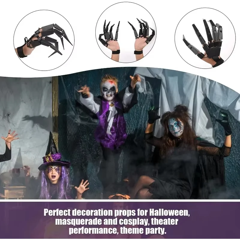 

Transform Your Hands! Articulated Horror Claws - Halloween Cosplay Prop, Skeleton Glove, Party Decor