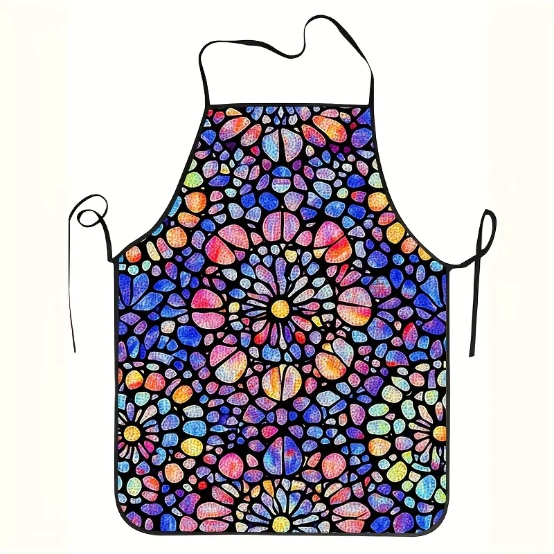 

Красочный фартук с рисунком стеклянного розового окна, идеально подходит для приготовления пищи, выпечки и украшения дома.