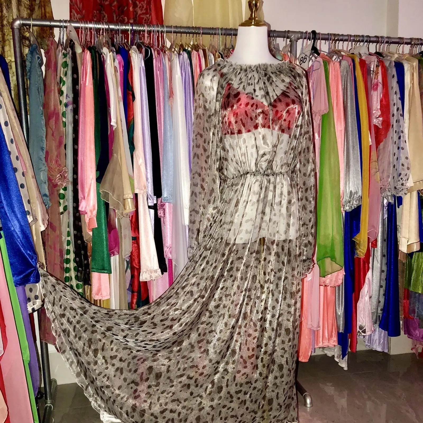 

See Through Women Ruffles Chiffon Long Sleeve Dress Loose Maxi Dress Plus Size Sleeping Pajamas Robe