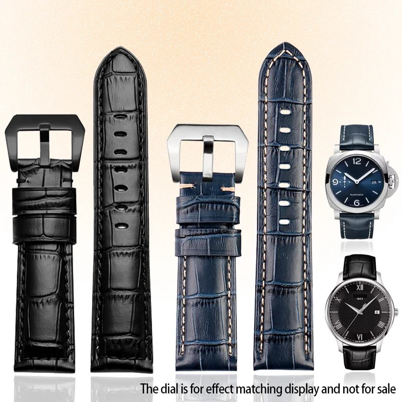 

22mm 24mm 26mm High Quality Genuine Leather Watch Strap Men Watchband Black Brown Blue Leather Watch Band Watch Accessories
