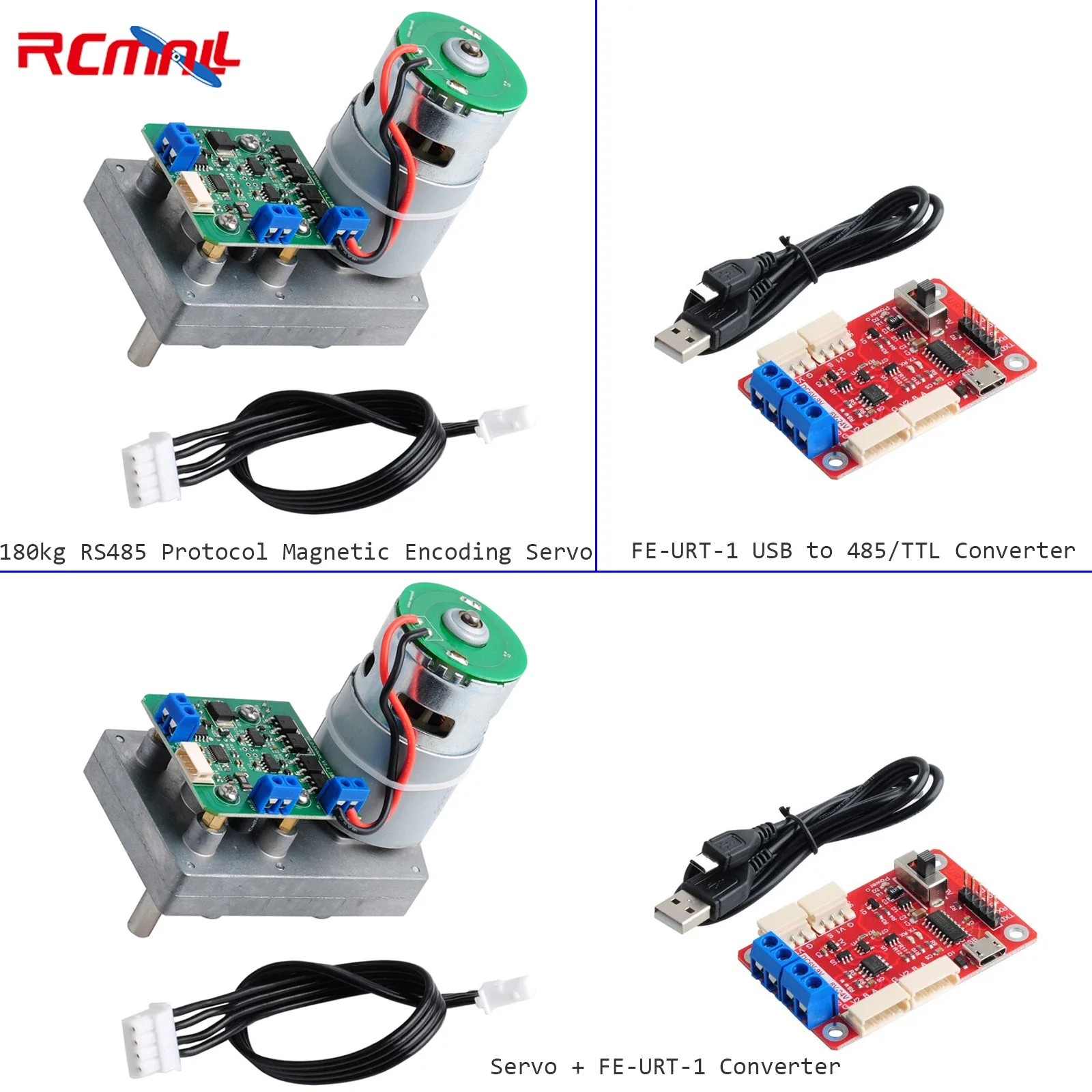 FEETECH SMS150 12V 180kg High Torque Servo RS485 Protocol Magnetic Encoding Servo 360 Degrees for Industry large Smart Robot