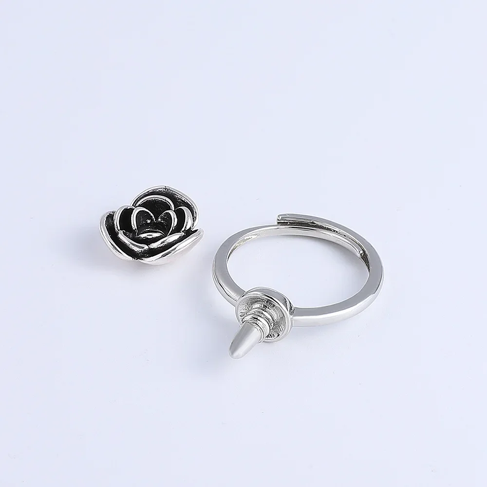 Fashion Punk Rotary Assemble Rose Ring for Women Teen Protect Self Yourself Metal Personal Rose Ring Jewelry