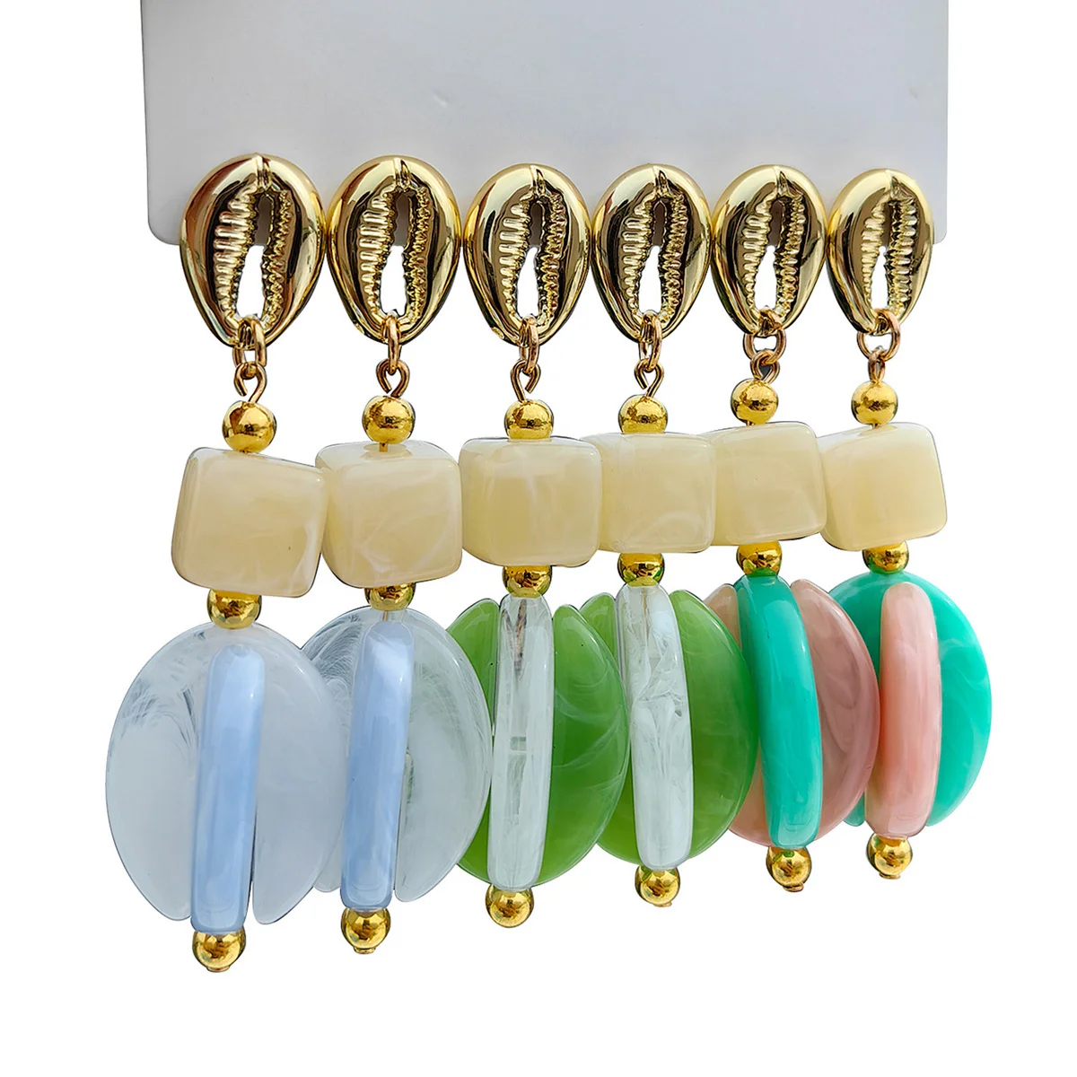 New Acrylic Colorful Geometric Drop Earrings for Women Fashion Resin Square Round Dangle Spliced Earring Summer Jewelry Gifts
