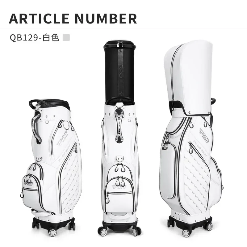 PGM Golf Bag Air Consignment Universal Four-wheel Telescopic Bag Microfiber Leather Double Ball Bag Cap QB129