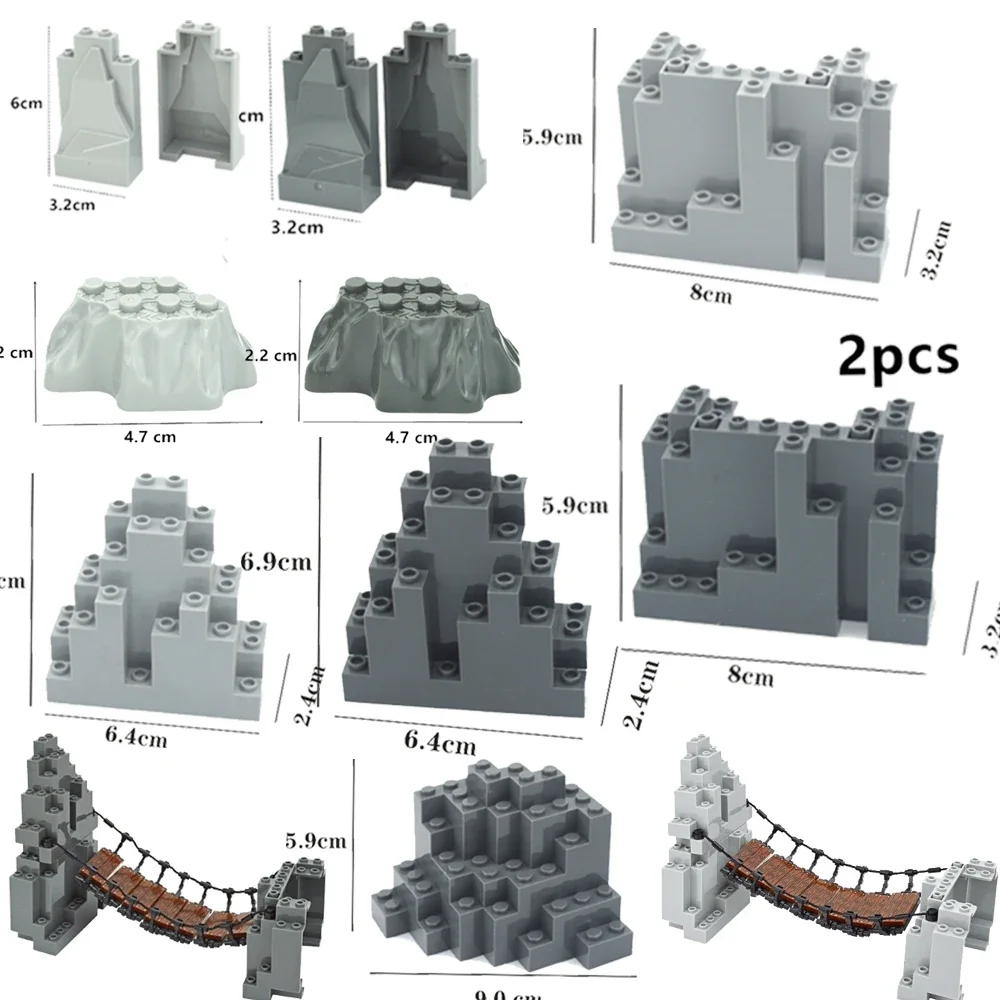 City Building Blocks 6082 6083 23996 47847 Rock Panel Drawbridge Brick Rockery Mountain Scene Street View Hill Stone Kid Toys