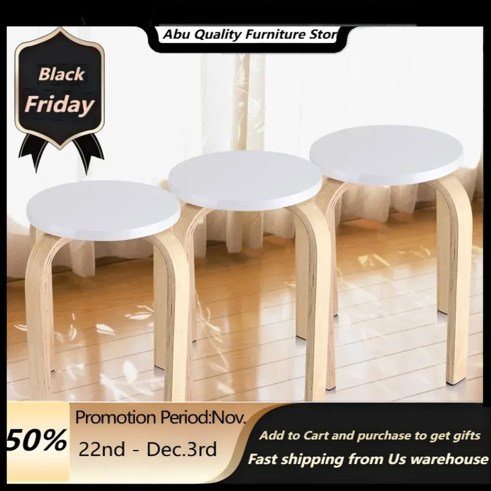 1Pc AntiSlip Bent Wood Stacking Stool Candy Color Home Furniture Kids Room Decor White